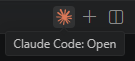 VS Code editor toolbar showing the Claude Code open icon
