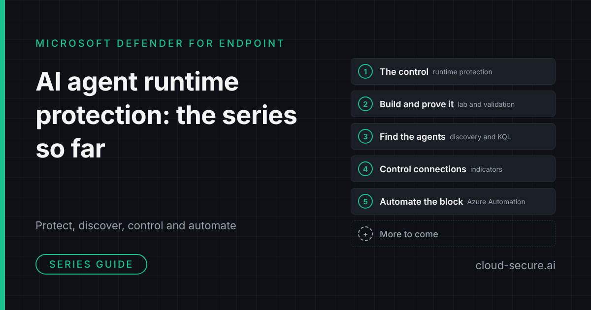 Microsoft Defender AI agent runtime protection - series guide, parts 1 to 5