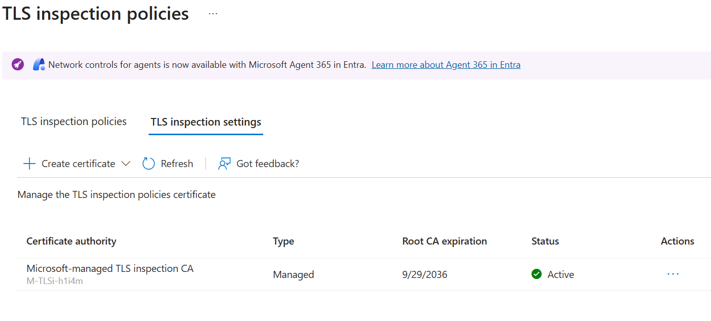 Step 2 - Create the TLS inspection certificate - screenshot 4