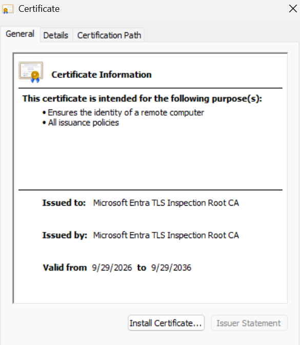 Step 2 - Create the TLS inspection certificate - screenshot 5