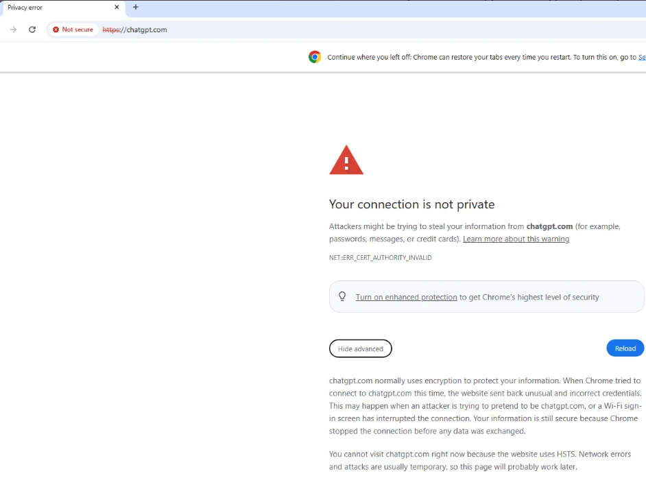 Untrusted inspection certificate - screenshot 36