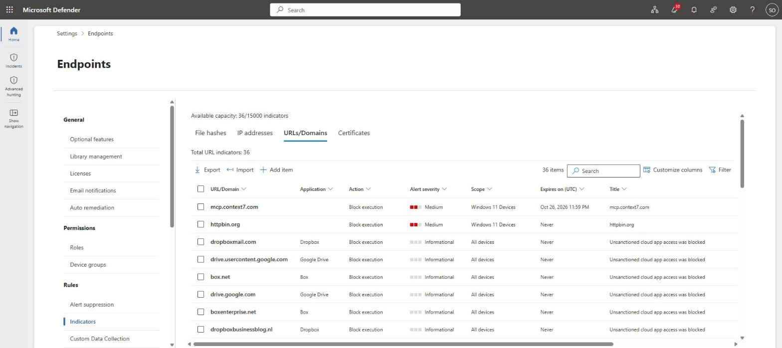 The saved mcp.context7.com indicator in the URLs/Domains list