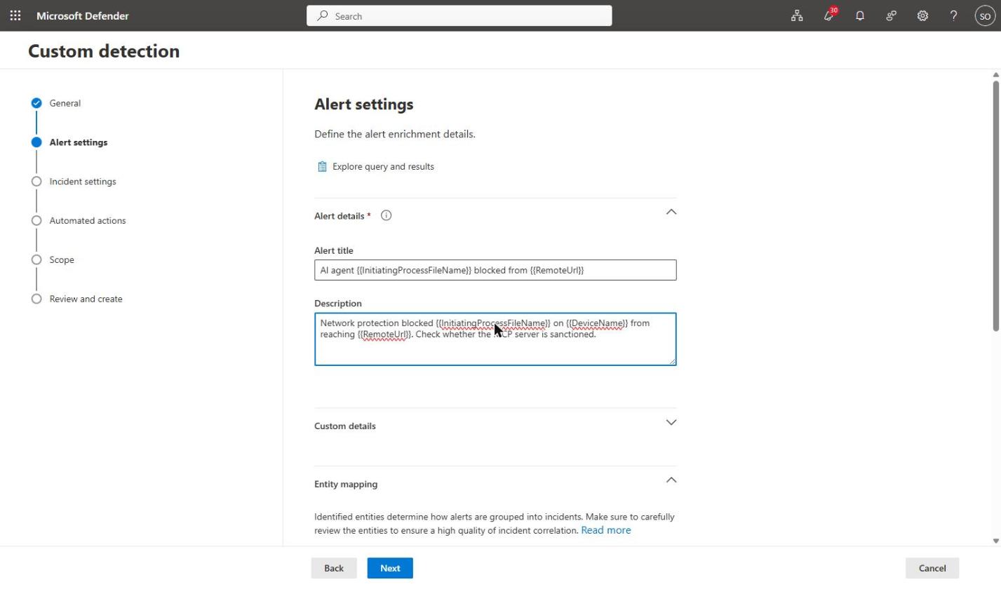 Dynamic detection rule alert title and description built from query columns